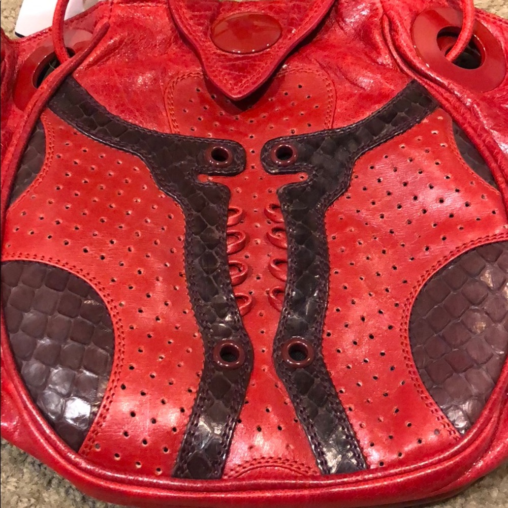 Balenciaga NWT- red leather and snakeskin purse - Picture 4 of 5